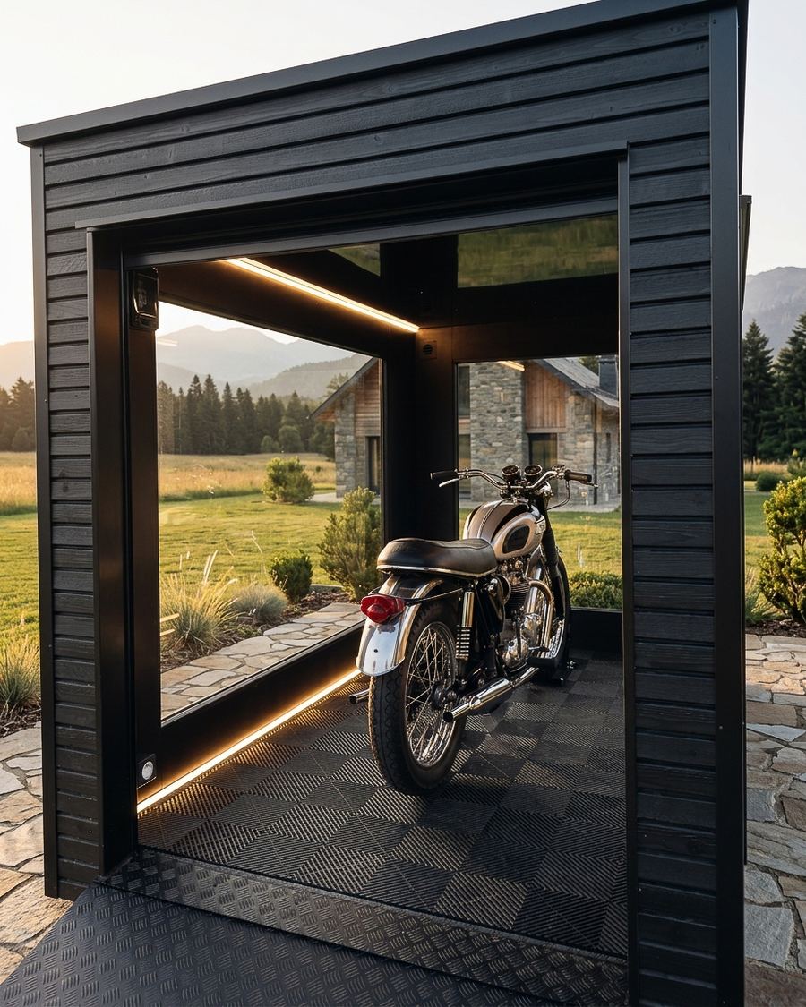 Bandeaux LED et dalles de sol noires d'un Obsidian de nuit