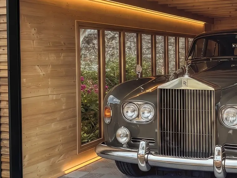 Baie vitrée 8 vitrages vue de l'intérieur d'un garage Inno'Kub