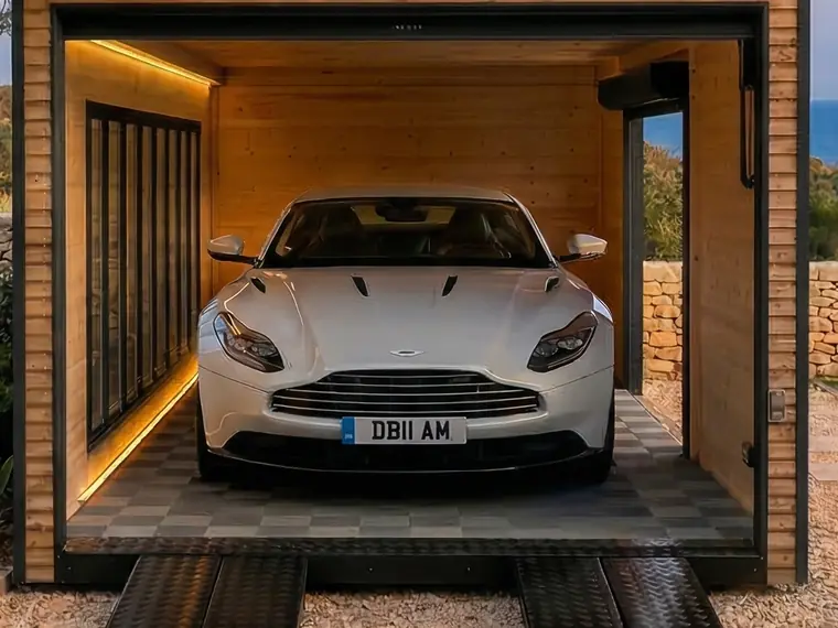 Bandeaux LED en partie haute et basse à l'intérieur d'un garage Inno'Kub